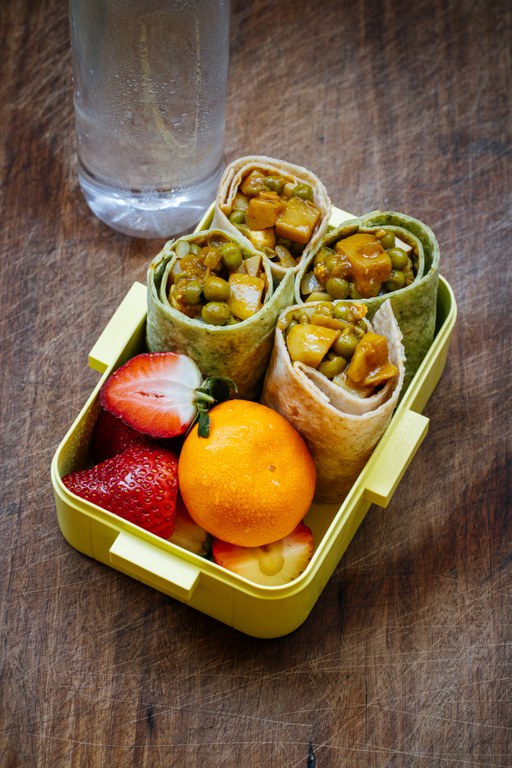 Potato pea and paneer wrap